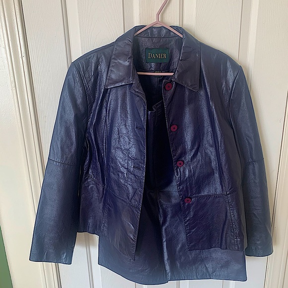 Vintage purple leather Danier suit